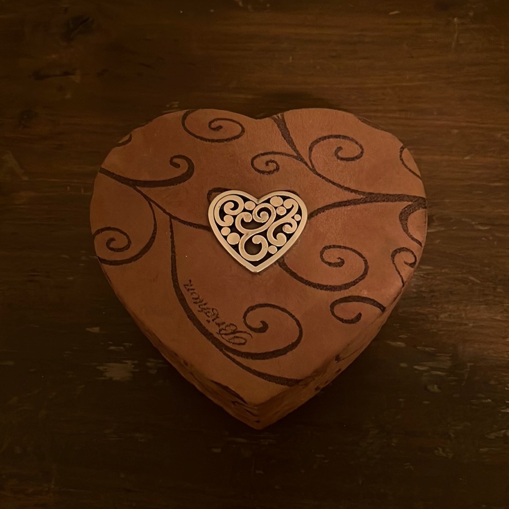 Brighton Heart Shaped Brown Faux Suede 3 Trays Jewelry Box
